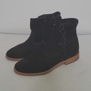 Soludos Black Suede Braided Bootie Size 6